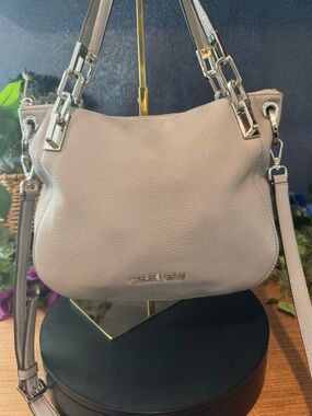 Michael Kors Gray Leather Brooke Convertible Shoulder Bag